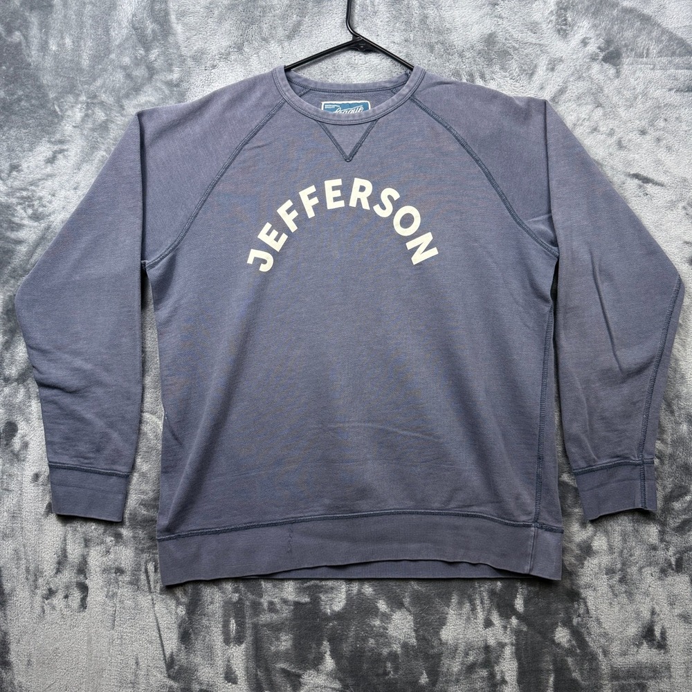 League Sweatshirt Mens XL Blue Jefferson Vintage Washed Fleece Raglan Pullover